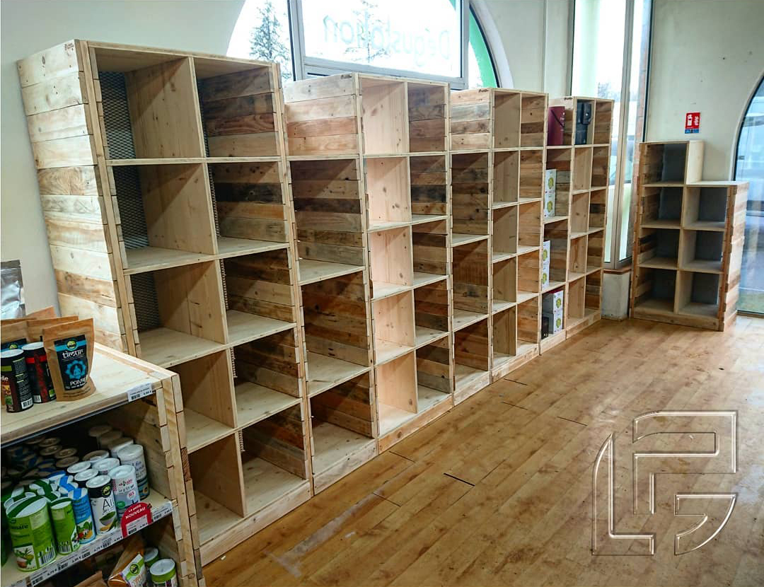 meuble mobilier agencement aménagement bois palette sur-mesure éco-responsable auch occitanie artisanal recyclage surcyclage upcycling magasin bio épicerie